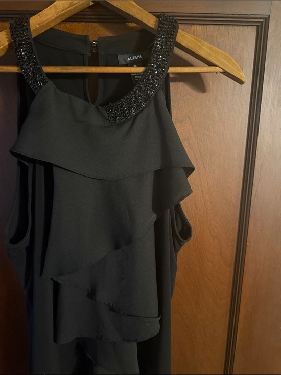 Alfani Tops - Alfani Black Beaded Ruffle Neckline shirt